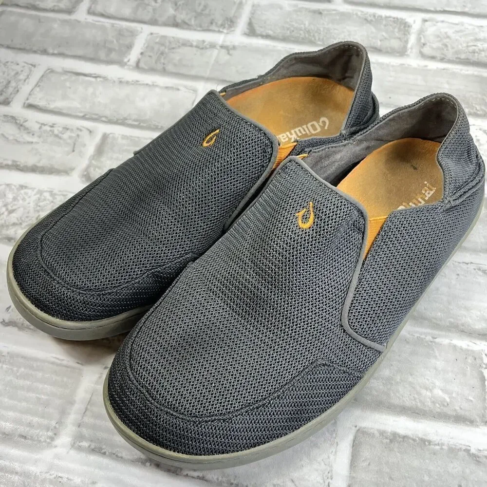Olukai Nohea Men's Size 9 Gray Mesh Casual Slip On Loafers Sneakers Shoes
